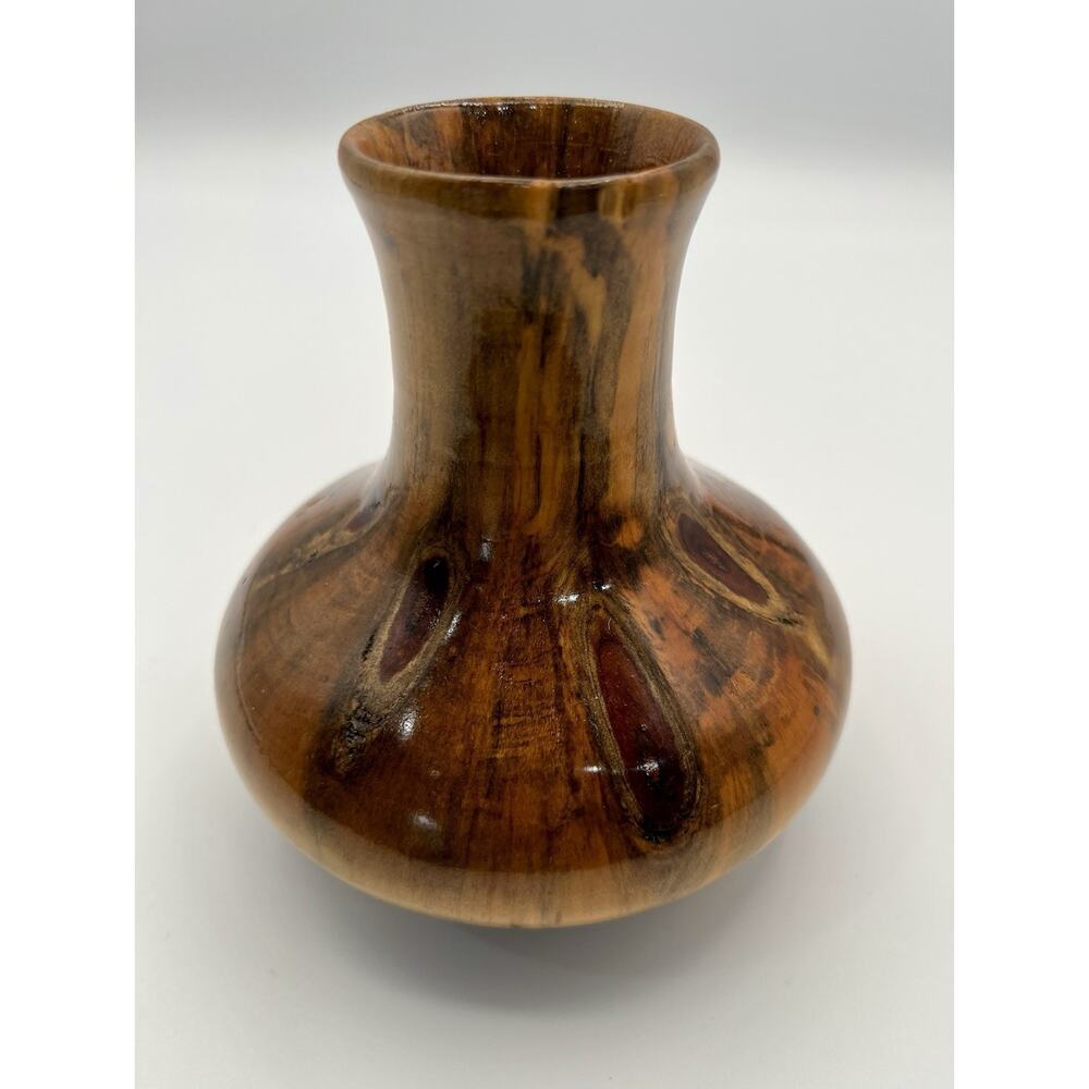 VTG Rare Norfolk Island Pine Hand Turned Wood Vase By D. Van Doren Artist signed